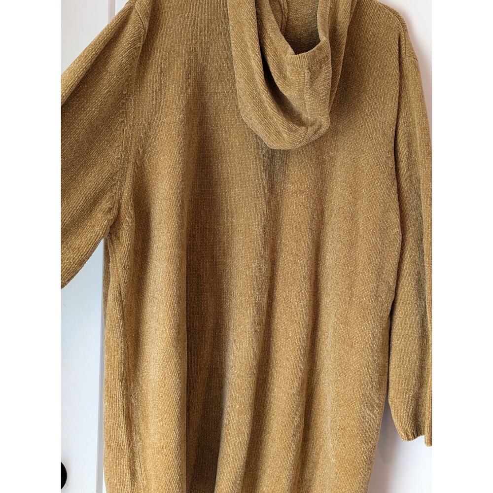 Denim&Co XL Mustard Brown Sweater Cardigan Hooded Embroidered NWT Cottagecore - Picture 13 of 14
